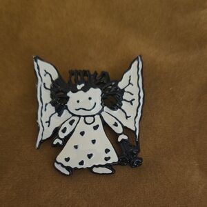 Black and White Steinmetz Angel Brooch